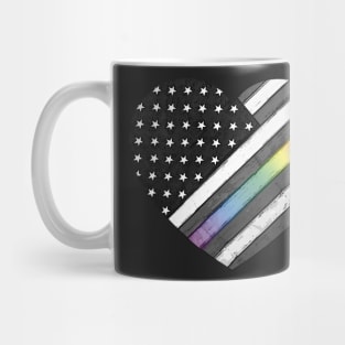 American Flag Rainbow Heart Mug